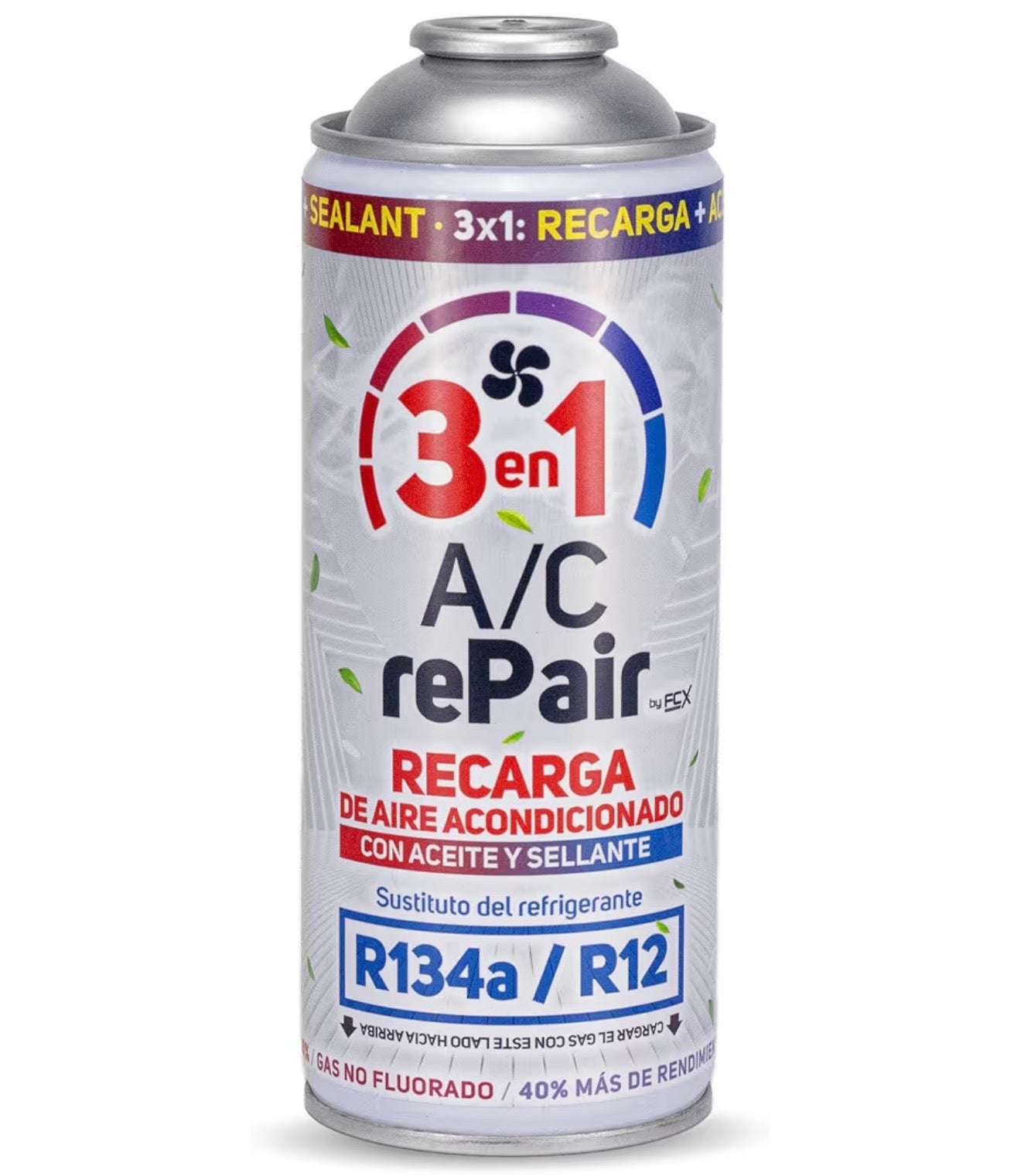 AC REPAIR 3 en 1 Recarga Aire Acondicionado Coche con Aceite y Sellante Detector Tapa Fugas 220g, Sustituto Gas Refrigerante R134a R12, Fácil de Usar, Recambio Sellador Compatible Coches 1992-2016